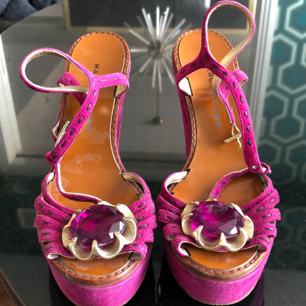 Marc by Marc Jacobs pink suede shoe chunk heels 37